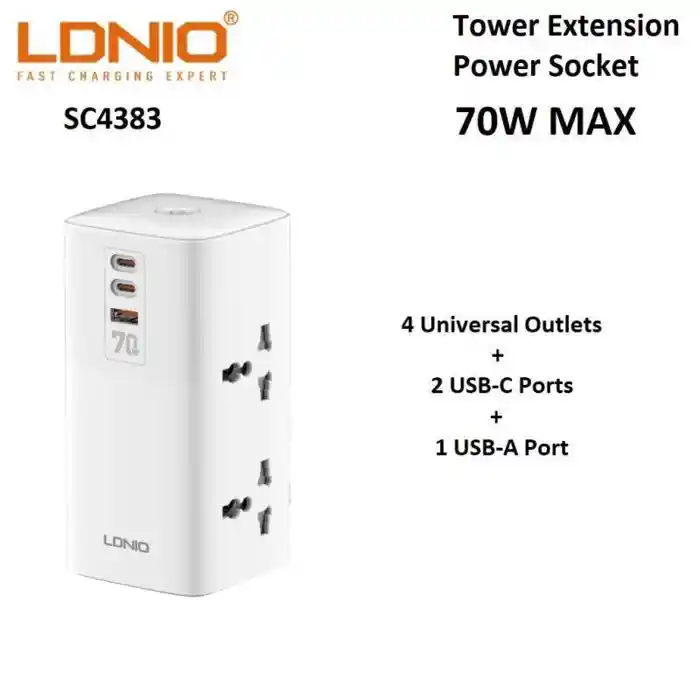 LDNIO SC4383 70W PD Adapter Multifunction Desktop Chargers Power...